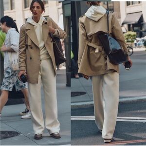 BELTED DOUBLE BREASTED TRENCH COAT LIGHT CAMEL